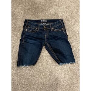 Womens Silver Jeans Shorts  Camden Rose Stretch Denim Cutoff Shorts Waist 28